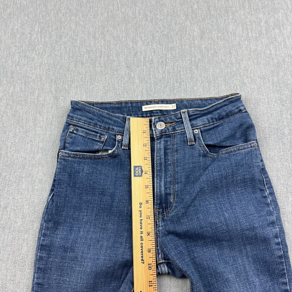 Levis Jeans Womens 27x26 Blue High Rise Stretch 721 Regular Skinny Ankle Cotton